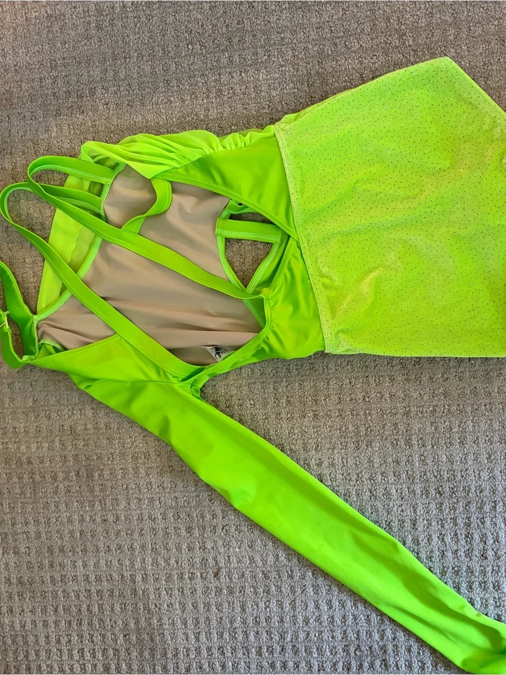 One-Shoulder dance costume neon green